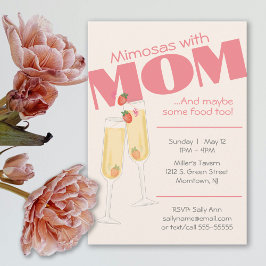 Invitación Rosa lindo, color de agua Día de la Madre Mimosas