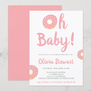 Invitación Rosa lindo, oh bebe donut, guión bebé ducha bebé