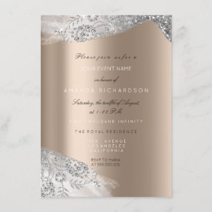 Invitación Rosa marfil beige dulce blanco 16ª plata nupcial
