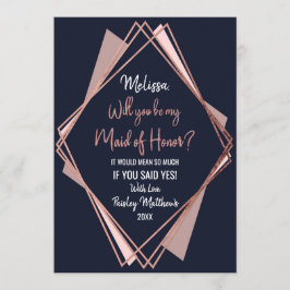 Invitación Rosa Marina de Oro Azul Mauve Mata Geométrica de H