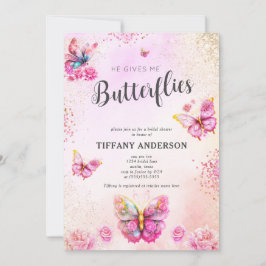 Invitación Rosa Me Da Mariposas Ducha De Novias