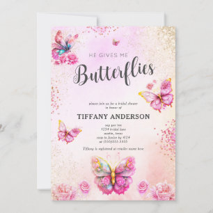 Invitación Rosa Me Da Mariposas Ducha De Novias