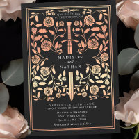 Rosa medieval negro Boda de espadas doradas