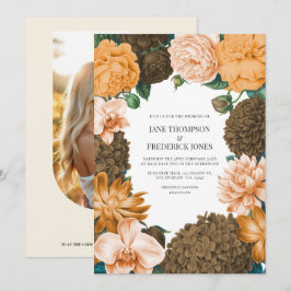 Invitación Rosa miel, flor de albaricoque y flor de toffee de