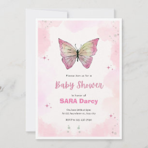 Invitación rosa Minimalista a Baby Shower