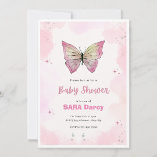 Invitación rosa Minimalista a Baby Shower