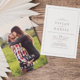 Invitación Rosa minimalista de la foto del oro en el Boda tra