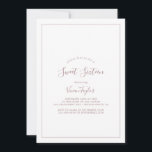 Invitación Rosa minimalista Dulce de Oro Dieciséis Cumpleaños<br><div class="desc">Esta minimalista invitación de dieciséis años de dulce de oro subió es perfecta para una simple fiesta de 16 años. El moderno diseño romántico presenta una tipografía clásica de oro rosa y blanco, acompañada de una caligrafía rústica y elegante con un estilo de letra a mano vintage. Personalizable de cualquier...</div>