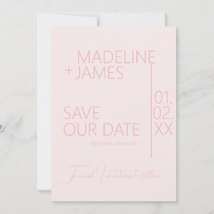 Invitación Rosa minimalista en rosa claro Tipo Guardar fechas