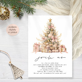 Invitación Rosa minimalista Fiesta de Navidades de Rubor Gold