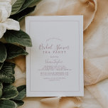 Invitación Rosa minimalista Fiesta de té con ducha de novia d<br><div class="desc">Esta minimalista invitación a una fiesta de té con rosa dorado con ducha de novia es perfecta para un evento sencillo. El moderno diseño romántico presenta una tipografía clásica de oro rosa y blanco, acompañada de una caligrafía rústica y elegante con un estilo de letra a mano vintage. Personalizable de...</div>