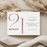 Invitación Rosa Minimalista moderno oro 21 cumpleaños<br><div class="desc">Moderna invitación minimalista de 21 años con un diseño sencillo con tipografía de moda y escritura elegante.</div>