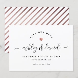Invitación Rosa Minimalista moderno oro simple Guardar la fec