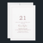 Invitación Rosa minimalista Oro 21 Fiesta de cumpleaños<br><div class="desc">Esta minimalista invitación a la fiesta de cumpleaños 21 de oro subió es perfecta para una simple fiesta de cumpleaños. El moderno diseño romántico presenta una tipografía clásica de oro rosa y blanco, acompañada de una caligrafía rústica y elegante con un estilo de letra a mano vintage. Personalizable de cualquier...</div>