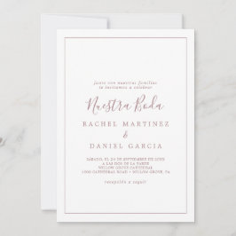 Invitación Rosa minimalista Oro Español Nuestra Boda