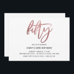 Invitación Rosa minimalista Relieve metalizado dorado Invitac<br><div class="desc">Esta minimalista invitación a la fiesta de cumpleaños número 50 incluye un llamativo texto del Relieve metalizado de oro rosa 'cincuenta'. Tenga en cuenta que el Relieve metalizado de oro rosa es sólo una textura, no un Relieve metalizado real. Para una personalización más avanzada de este diseño, por ejemplo, cambiar...</div>