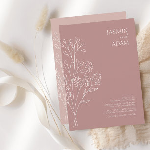 Invitación Rosa mínimo Boda de flores silvestres blancas de o