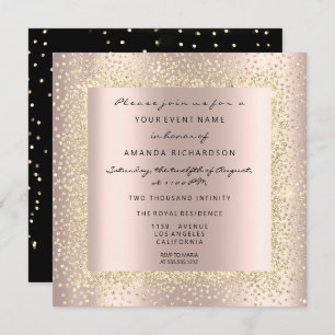Invitación Rosa mínimo Champaigne Gold Black Confetti Rubor