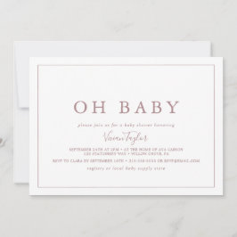 Invitación Rosa mínimo de oro horizontal Oh bebé Baby Shower