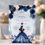 Invitación Rosa Mis Quince Corona Floral De La Marina Quincea<br><div class="desc">Invitación a Quinceañera de la Corona Azul Floral Rosa Mis Quince Invitación 15 Anos Cumpleaños</div>