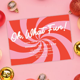 Invitación Rosa Mod Wavy Retro Fiesta Navidades Rojos