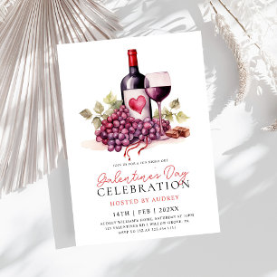 Invitación Rosa moderna Vino Champagne Galentine's Day Fiesta