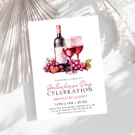 Invitación Rosa moderna Vino Champagne Galentine's Day Fiesta