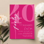 Invitación  Rosa Moderno 40. Fiesta de cumpleaños<br><div class="desc">Esta minimalista tipografía, invitación a la fiesta de cumpleaños número 30, es perfecta para una fiesta de cumpleaños moderna. El diseño sencillo presenta una fuente blanca clásica sobre fondo rosado. Personalizable en cualquier color. Mantenga el diseño minimalista y elegante, tal como está, o lo personalice añadiendo sus propios gráficos y...</div>