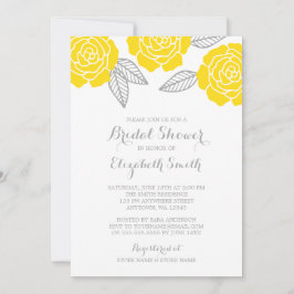Invitación Rosa moderno amarillo y gris ducha de novia