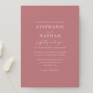 Invitación Rosa moderno Boda Minimalista