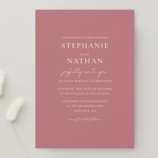 Invitación Rosa  moderno Boda Minimalista (Subido por el creador)