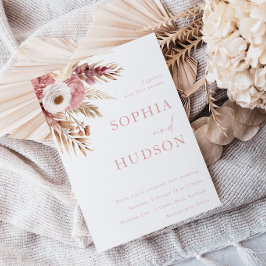 Invitación Rosa moderno bohemio  Rubor Boda floral