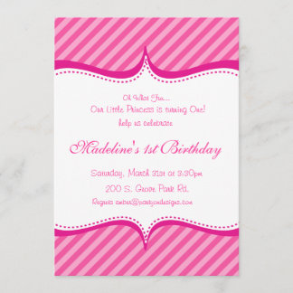 Invitación Rosa moderno en princesa Invitation de la raya de