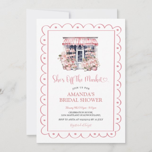 Invitación Rosa moderno está fuera de la ducha de novia del m (Anverso)