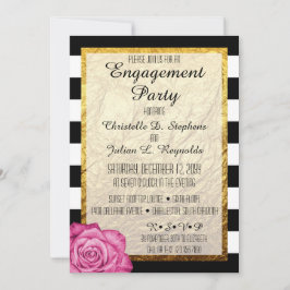 Invitación Rosa Moderno Falso Oro Hoja de Fiesta de Compromis