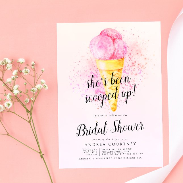 Invitación Rosa moderno ha sido sacada de la ducha de novia (Subido por el creador)