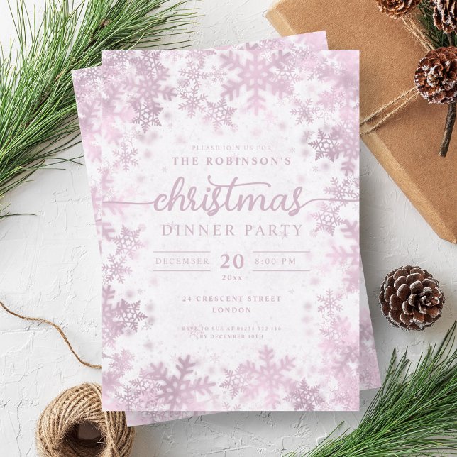 Invitación Rosa moderno Navidades de invierno Wonderland (Modern Rose Gold Winter Wonderland Christmas Invitation)