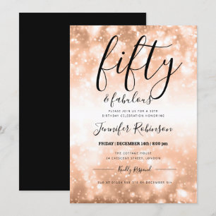Invitación Rosa moderno Oro 50 y fabuloso cumpleaños 50
