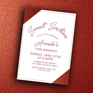 Invitación Rosa moderno Purpurina de cobre dorado dulce 16 cu