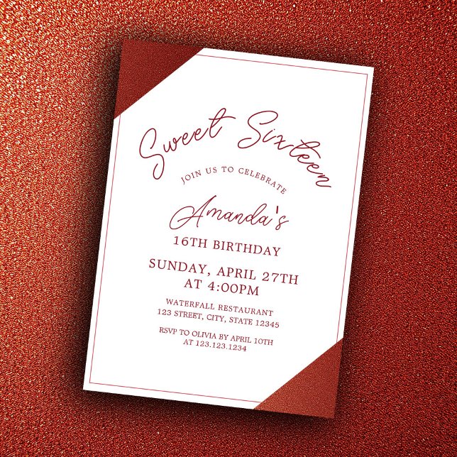 Invitación Rosa moderno Purpurina de cobre dorado dulce 16 cu (Subido por el creador)