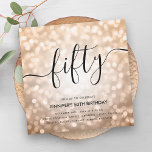 Invitación Rosa moderno Purpurina de oro ilumina 50 cumpleaño<br><div class="desc">Elegante Glam Rosa Gold Purpurina Ilustra plantilla de invitación a la escritura de cumpleaños número 50 con luces brillantes y escritura moderna de tipografía.</div>
