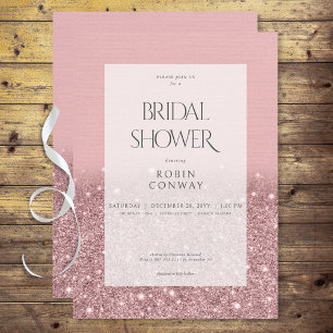 Invitación Rosa moderno Purpurina de vidrio rosado ducha de n