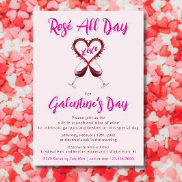 Invitación Rosa Moderno Todo el Día San Galentín Día de San V