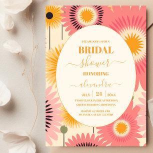 Invitación Rosa moderno y amarillo floral retro nupcial