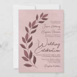 Invitación Rosa moderno y  de Mauve deja Boda