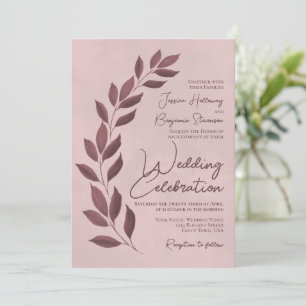 Invitación Rosa moderno y  de Mauve deja Boda