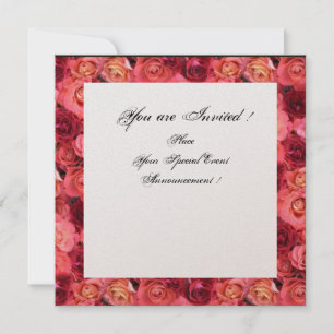 Invitación ROSA MONOGRAMA DE CAMPO,Rosa,Rojo Negro Blanco Cha