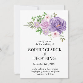 Invitación Rosa morado Boda floral