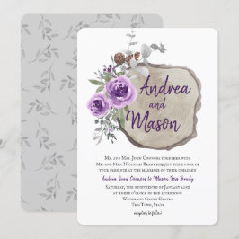 Invitación Rosa morado de corte de registro y Boda de eucalip