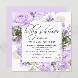 Invitación Rosa morado de Floral Square Baby Shower